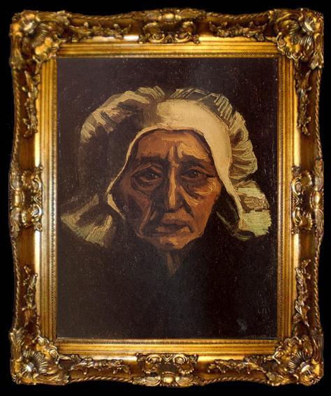 framed  Vincent Van Gogh Head of an old Peasant Woman with White Cap (nn04), ta009-2